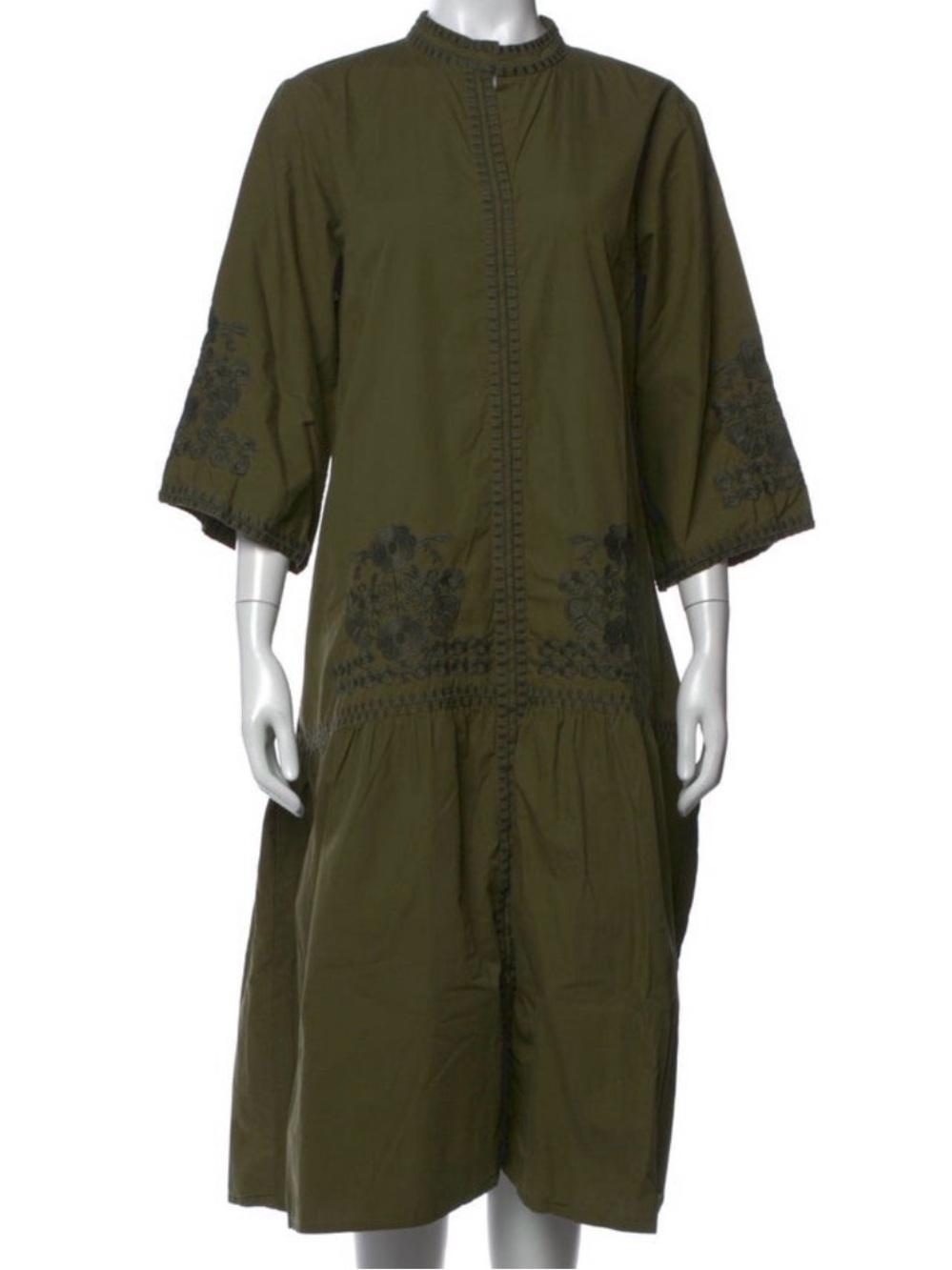 Julia Amory Floral Print Midi Shirt Dress – Green (XXL)